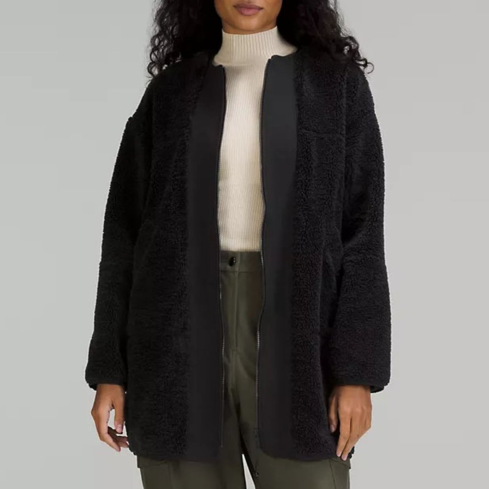 NEW Lululemon Collarless Textured Fleece Full Zip 14 Jacket Coat Longline $198 - Picture 5 of 16